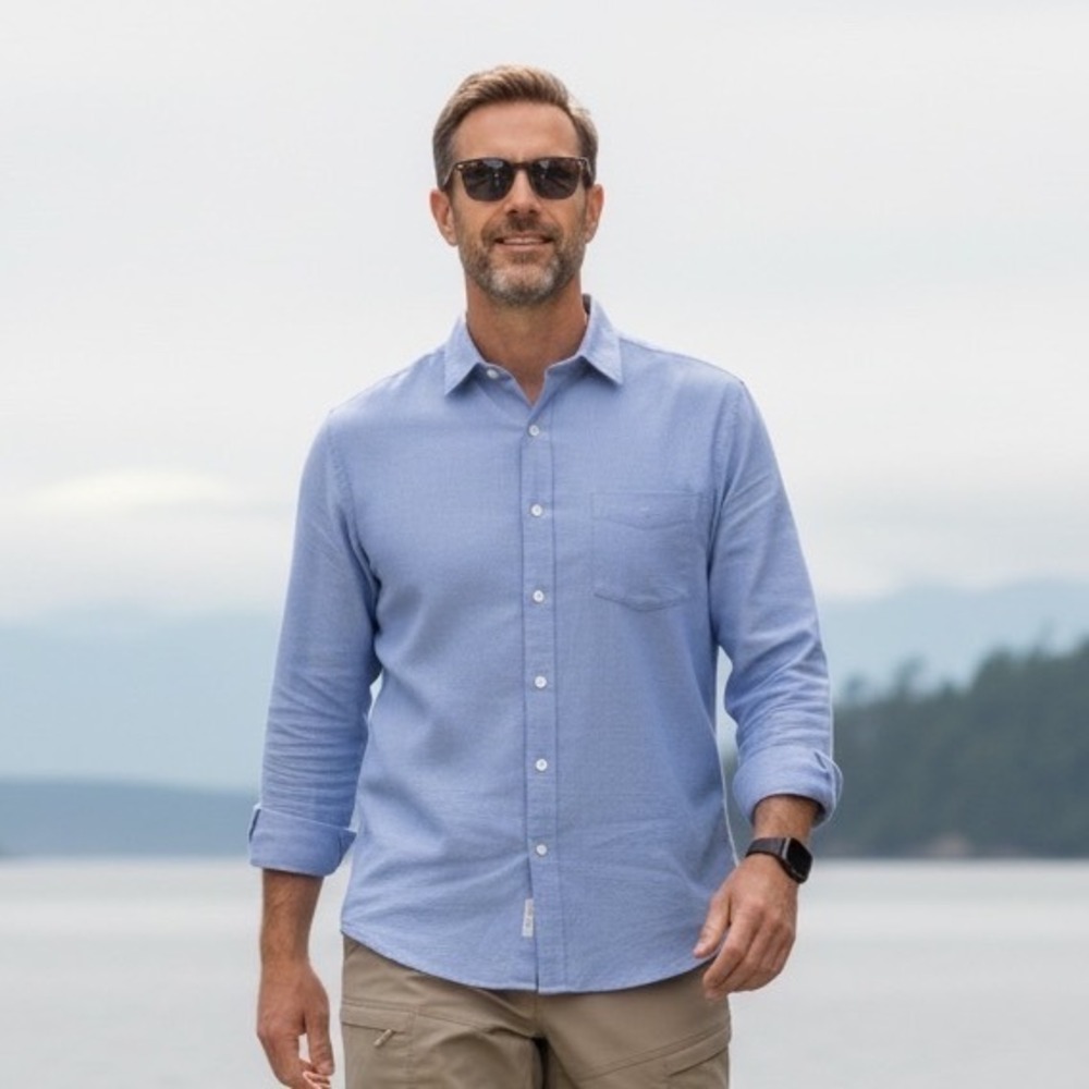 UNTUCKit Hillside Select Tall Slim Wrinkle Free Blue Button Down Shirt Large